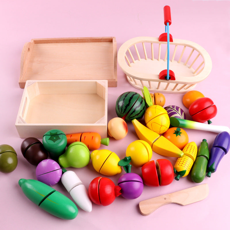 Wooden Magnetic Fruit And Vegetable Cutting Toy Set