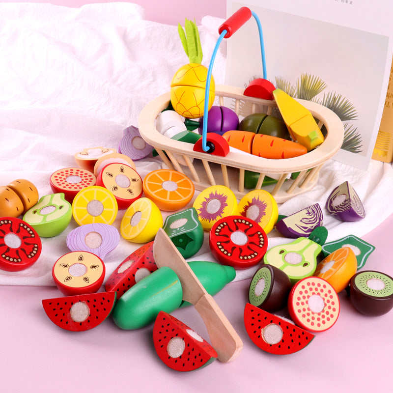 Wooden Magnetic Fruit And Vegetable Cutting Toy Set